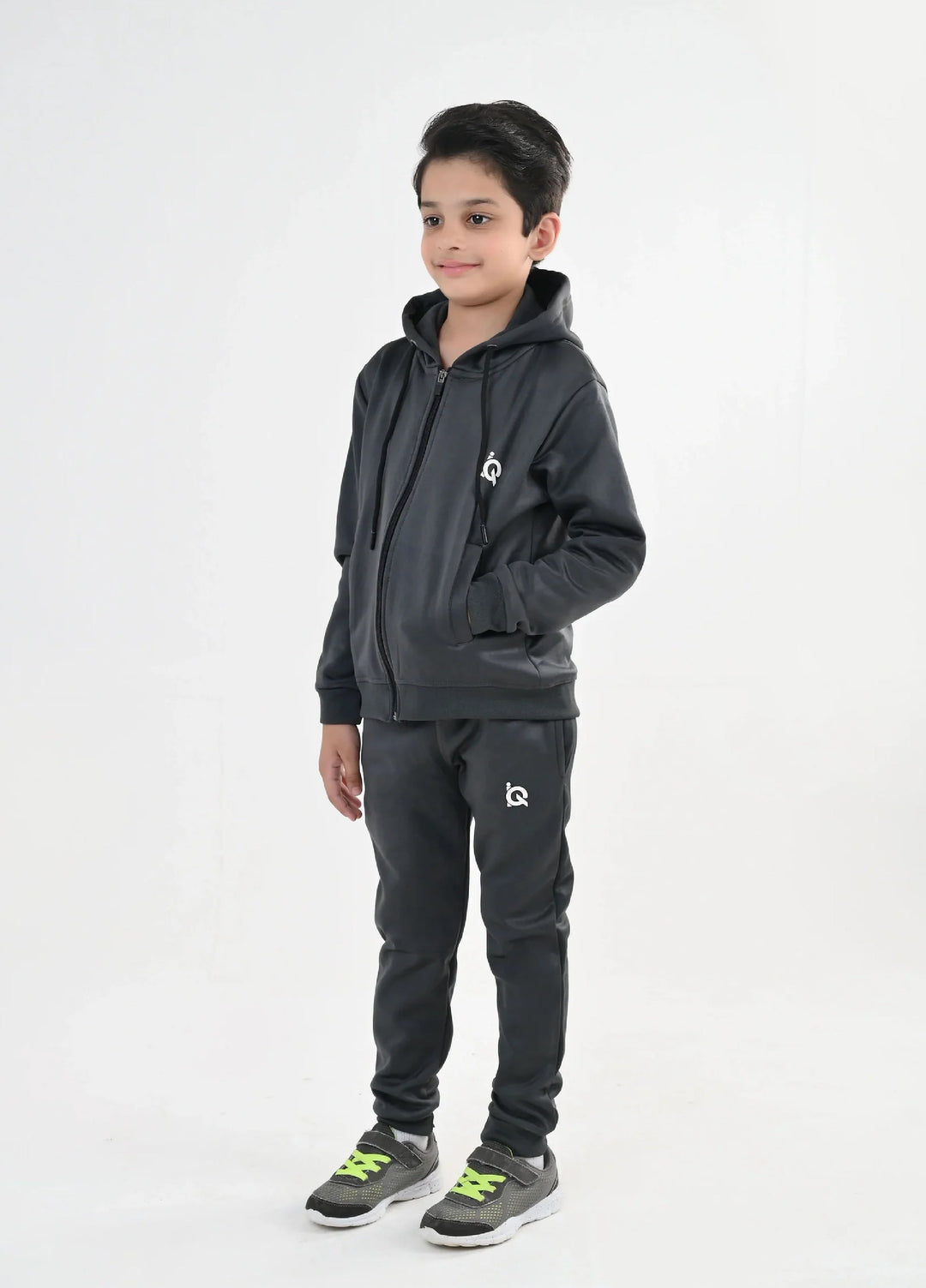 IQ Exclusive Kids Track Suit Fleece 2 PieceGrey Zip Hoodie Tracksuit-Unisex Kids - Winter Collection