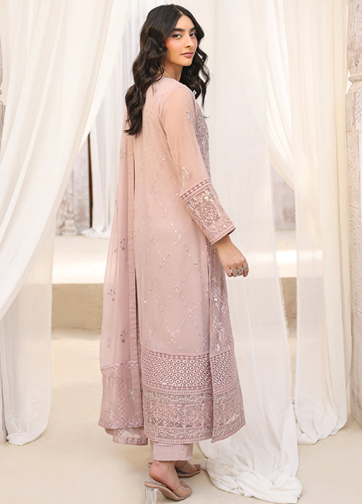Lamhay by Shamooz Unstitched Embroidered Chiffon 3 Piece Suit SHM26UL Tea Rose - Festive Collection
