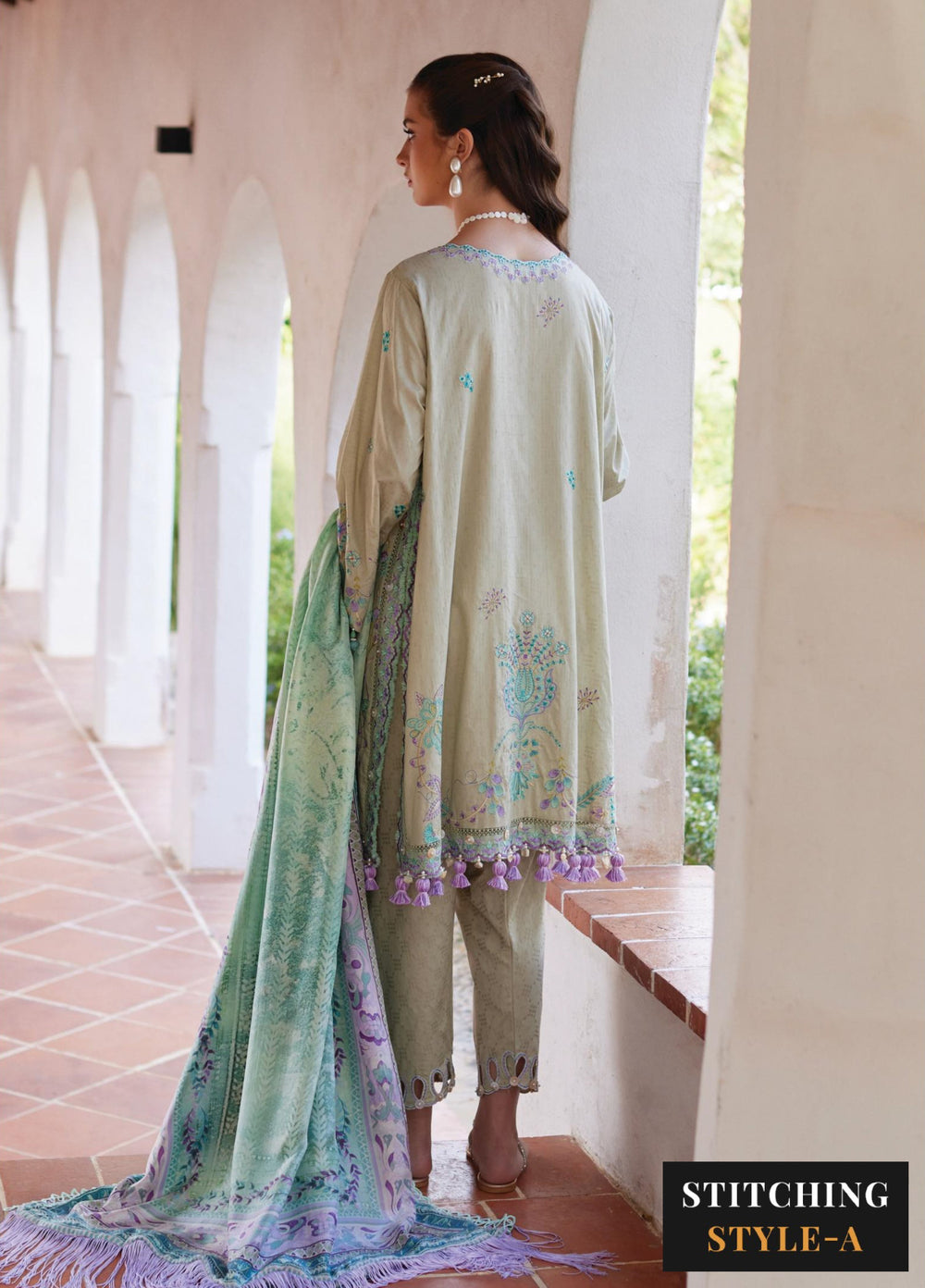Farah Talib Aziz Unstitched Embroidered Lawn 3 Piece Suit FTA26UL FTA-07 VALERIE OLIVE - Summer