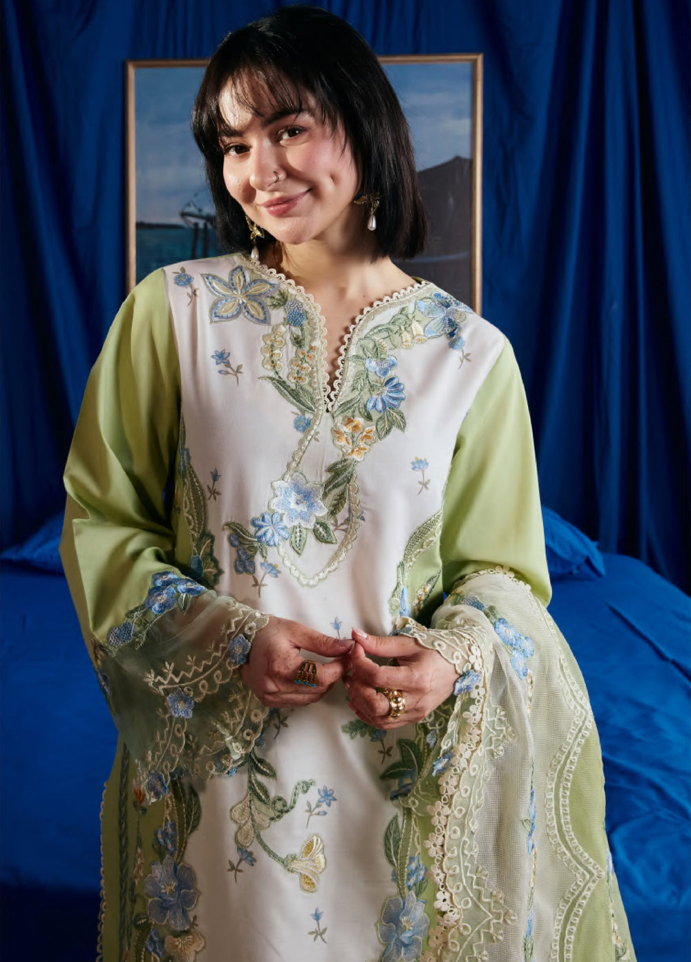 Maryam Hussain Unstitched Embroidered Lawn 3 Piece Suit MH26ULF Dimple - Festive Collection