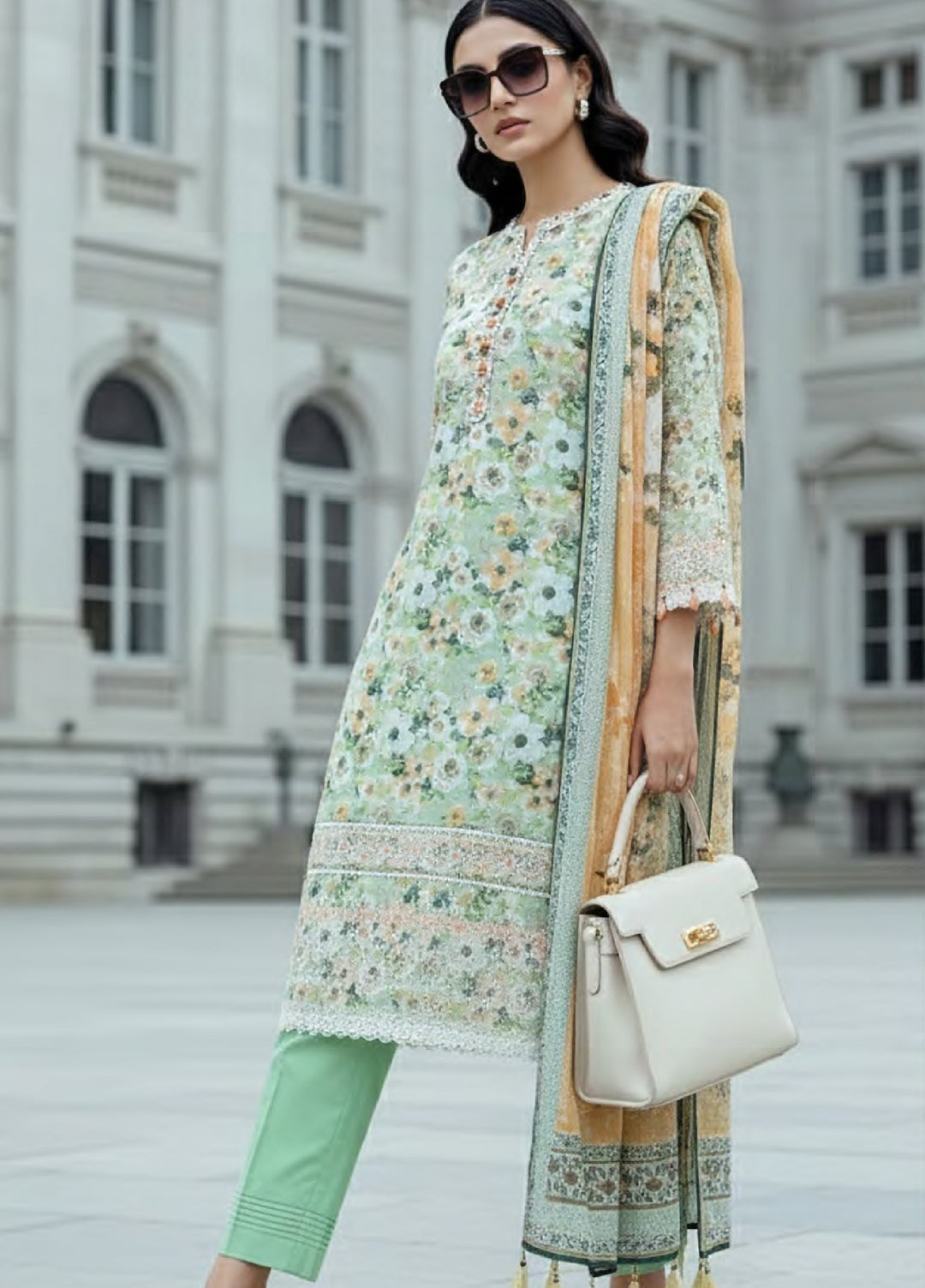 Komal Lawn by Lakhany Unstitched Embroidered Lawn 3 Piece Suit LSM26UK LG-IZ-0512 - Summer Collection