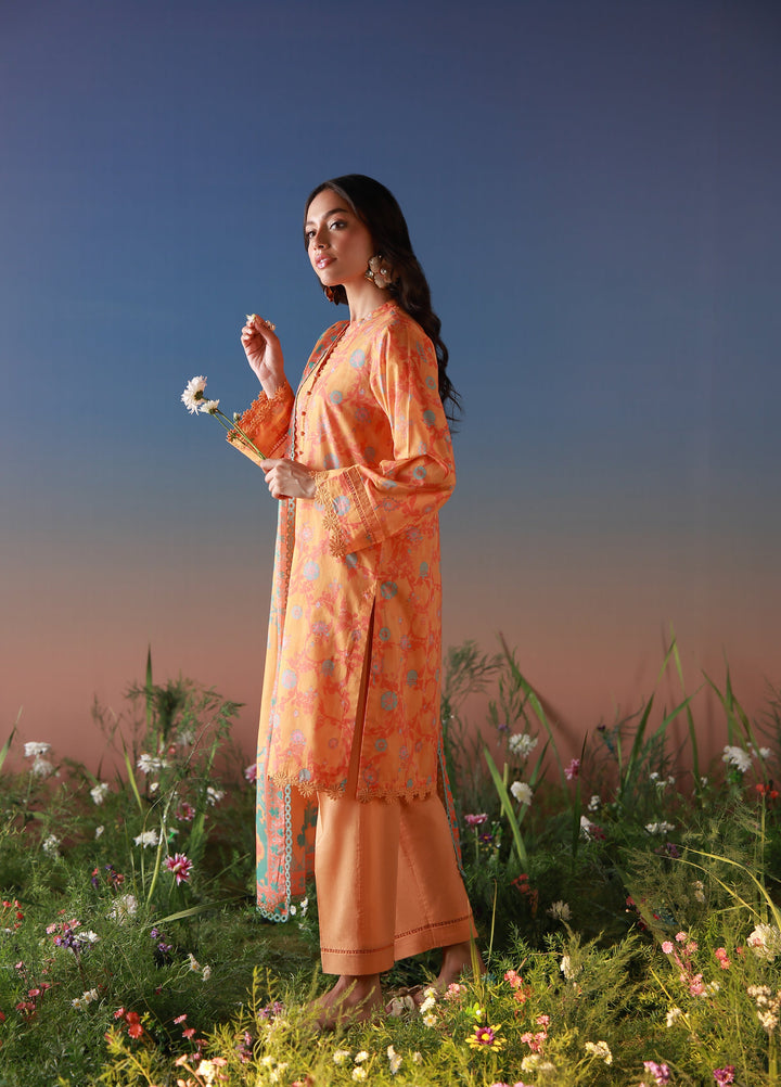 Mirha by Sahar Unstitched Printed Lawn 3 Piece Suit SS1-26-02 Amber Petals - Summer Collection