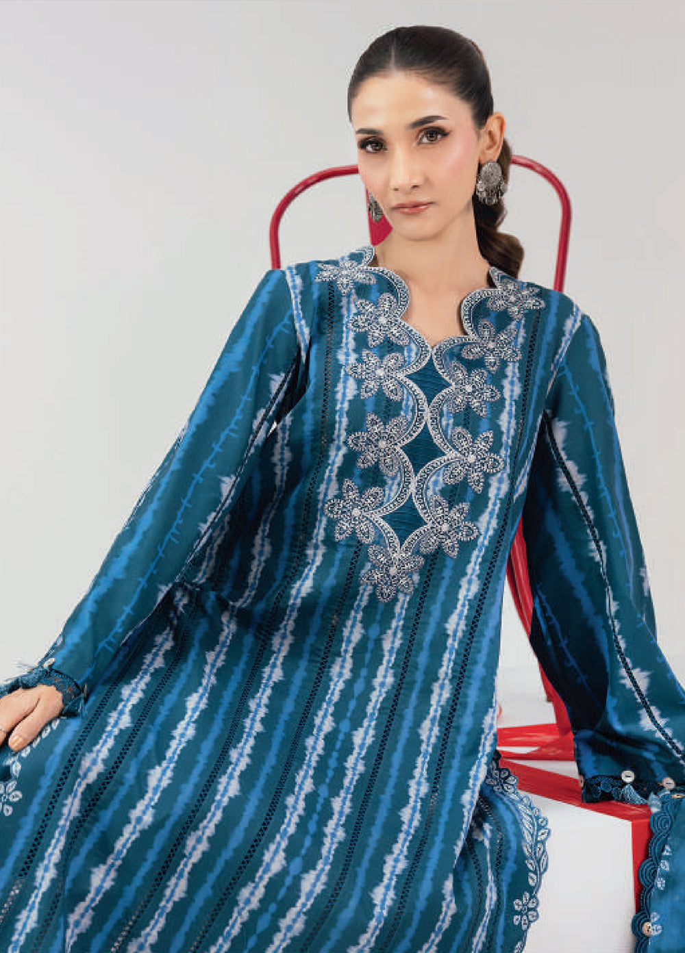 M Basics by Maria B Unstitched Embroidered Lawn 3 Piece Suit MB26UMB MB-CUSV13-14B - Summer Collection