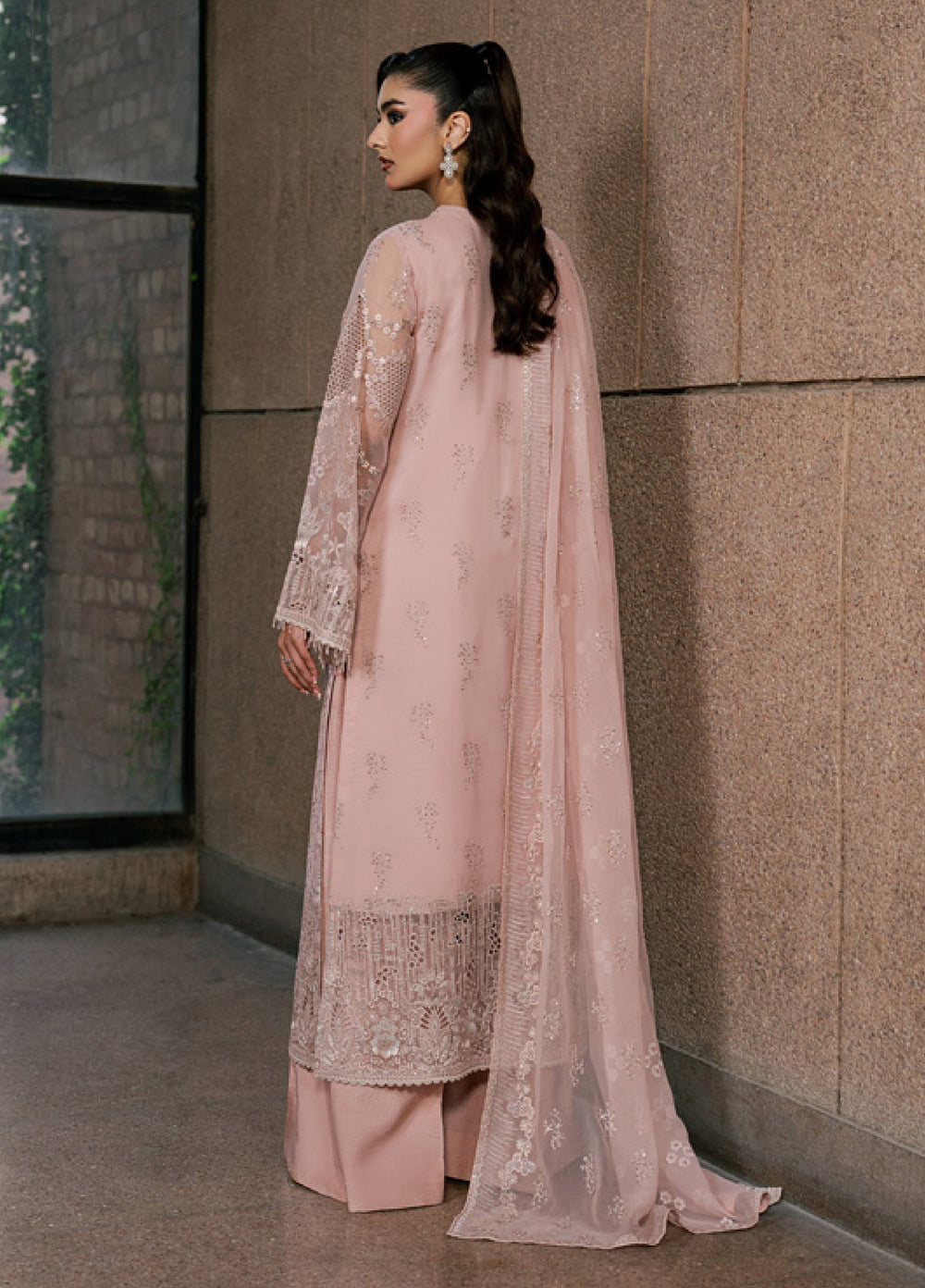 Lazawal by Lavish Premium Unstitched Embroidered Chiffon 3 Piece Suit LVP26UCL Pink Blossom - Festive Collection