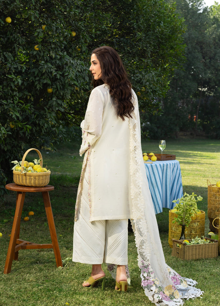 Elaf Premium Unstitched Embroidered Luxury Lawn 3 Piece Suit EL26UPL ELY-3A PERLE - Summer Collection