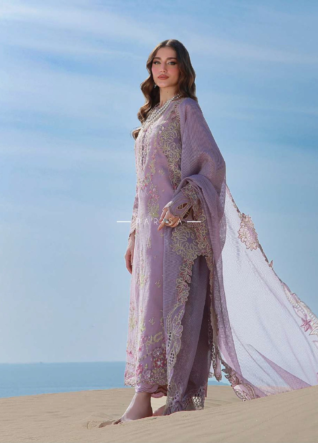 Rang Rasiya Premium Unstitched Embroidered Net 3 Piece Suit RR26UP D-4 Parisa - Festive Collection