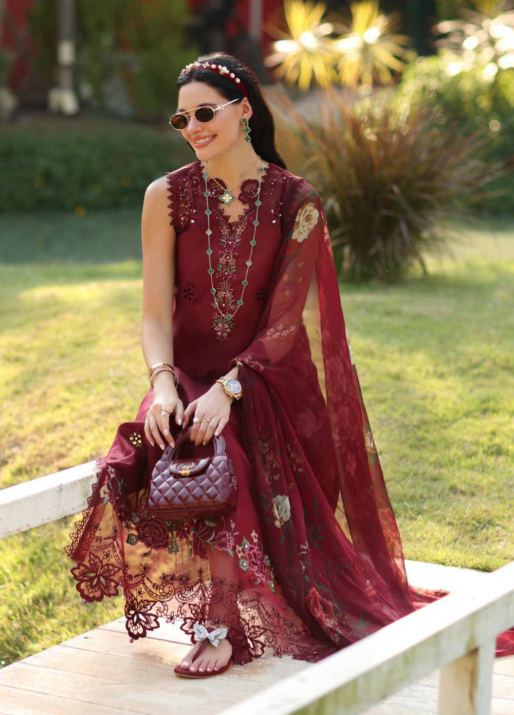 Noor Luxe by Saadia Asad Unstitched Embroidered Lawn 3 Piece Suit SA26ULNE D14 - Eid Collection