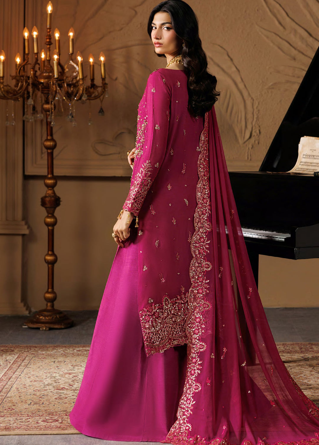 Celeste by Emaan Adeel Unstitched Embroidered Chiffon 3 Piece Suit EA26UCF Ember - Festive Collection
