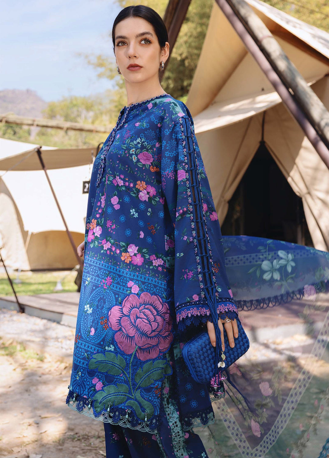 M Prints by Maria B Unstitched Printed Lawn 3 Piece Suit MB26UMP D-04 B - Summer Collection