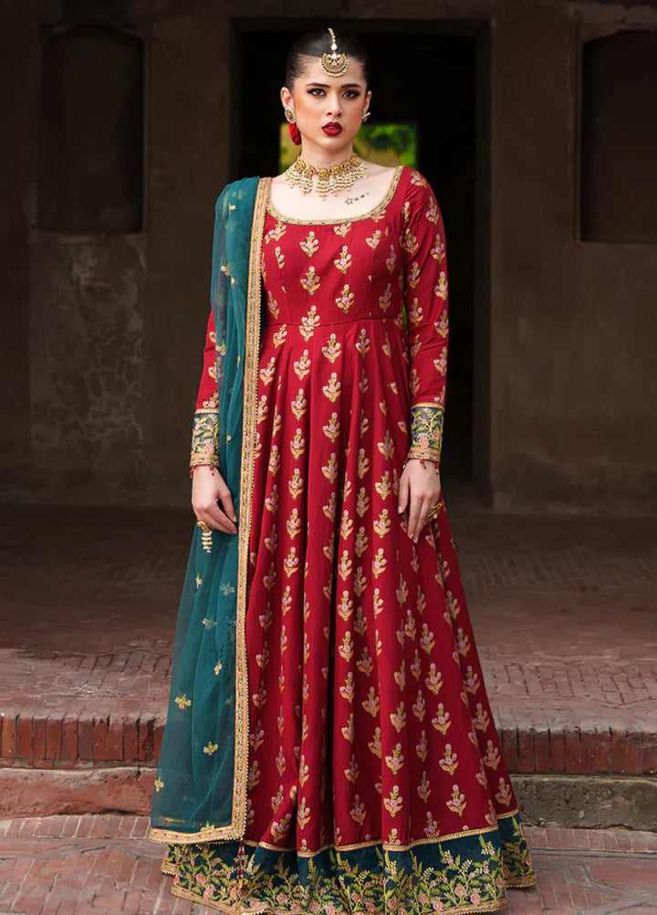Zaria by Meeral Pret Embroidered Raw Silk 3 Piece Scarlet - Festive Collection