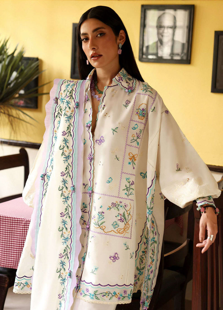 Wild Flower by Zaha Unstitched Embroidered Lawn 3 Piece Suit ZK26UWL ZF26-07 Ghost Orchid Whispers - Festive Collection