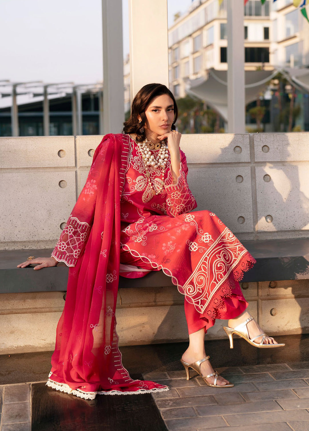 Broadway by Mahnur Unstitched Embroidered Lawn 3 Piece Suit MN26UB BW-013 - Summer Collection