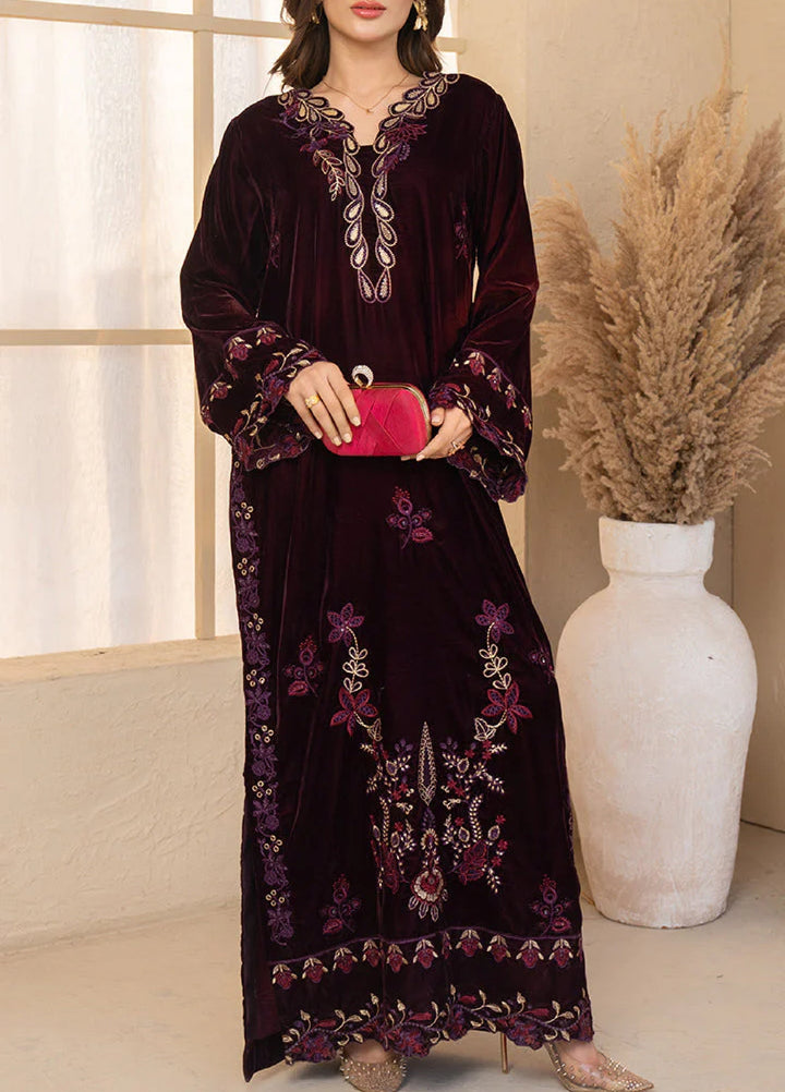 Winter Hues by Naayas Women Pret Embroidered Kaftan Velvet Elysee - Winter Collection