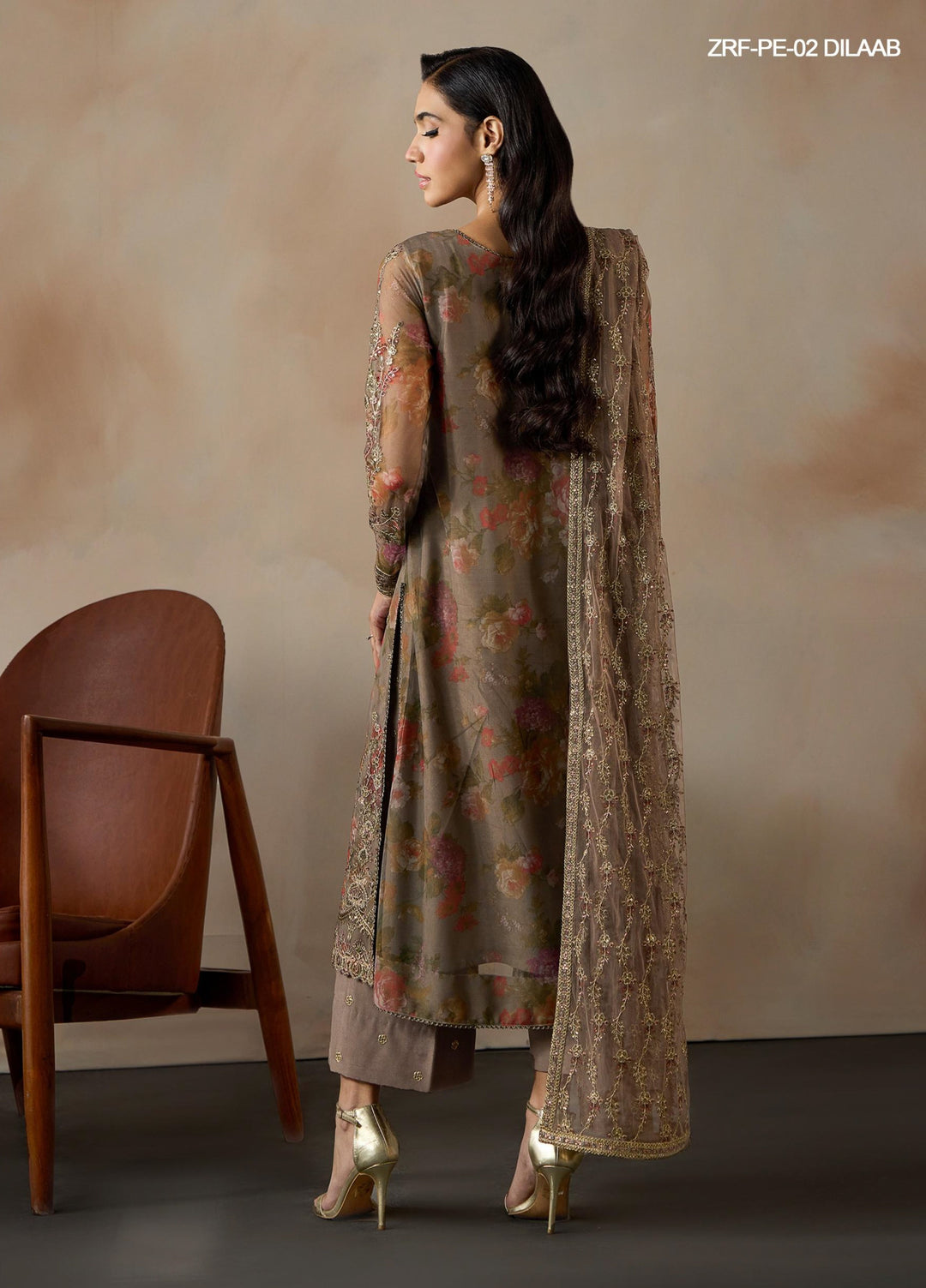 Fasana by Zarif Unstitched Embroidered Net 3 Piece Suit ZR26UF ZRF-PE-02 Dilaab - Festive Collection