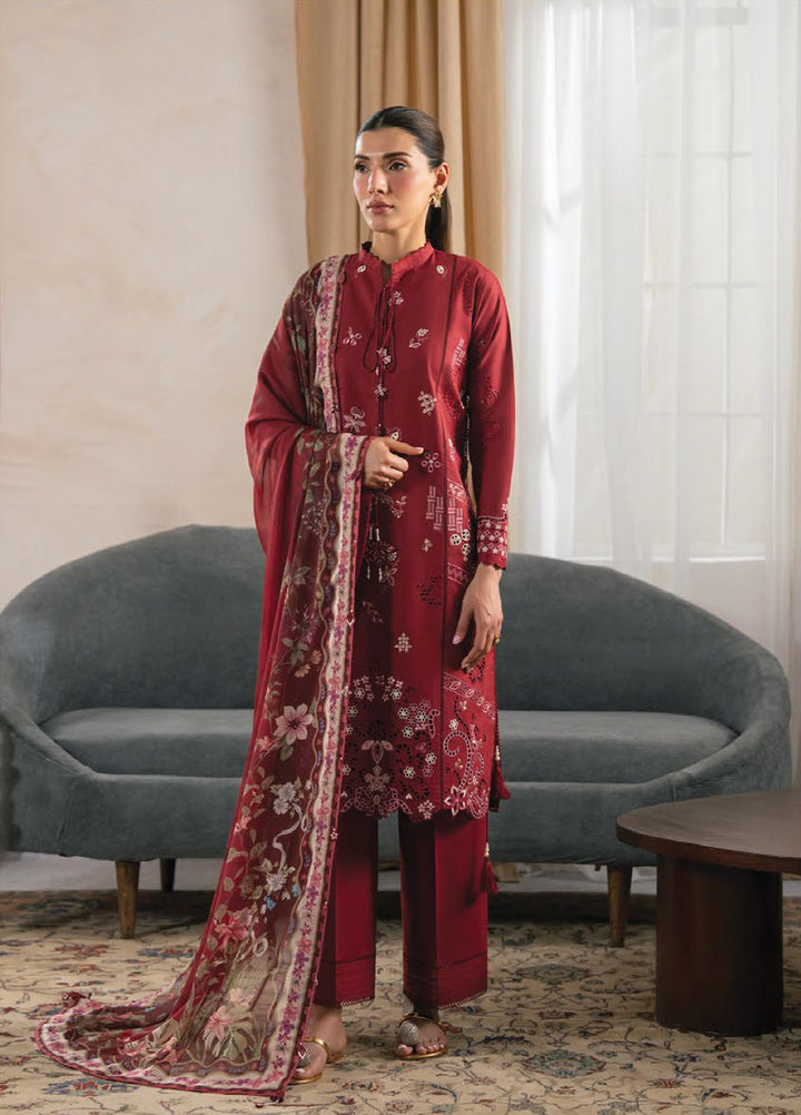 Seran Unstitched Embroidered Lawn 3 Piece Suit SN26ULLE Zeyrah D-09 - Eid Collection
