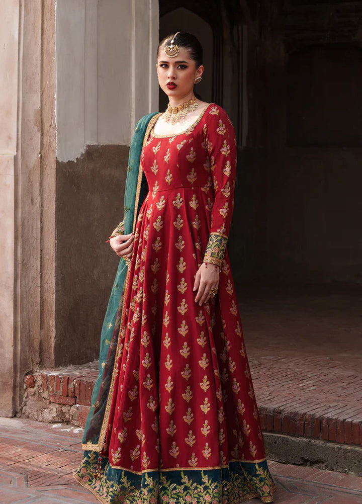 Zaria by Meeral Pret Embroidered Raw Silk 3 Piece Scarlet - Festive Collection
