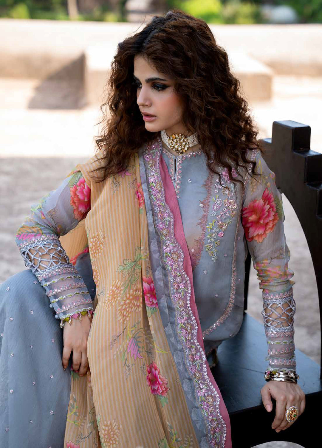 Vasal by Charizma Unstitched Embroidered Chiffon 4 Piece Suit CHR26UVC VSLW6-03 - Festive Collection