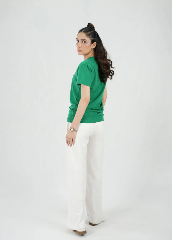 Mercato RTW Solids Cotton 1 Piece Green V Neck Shirt