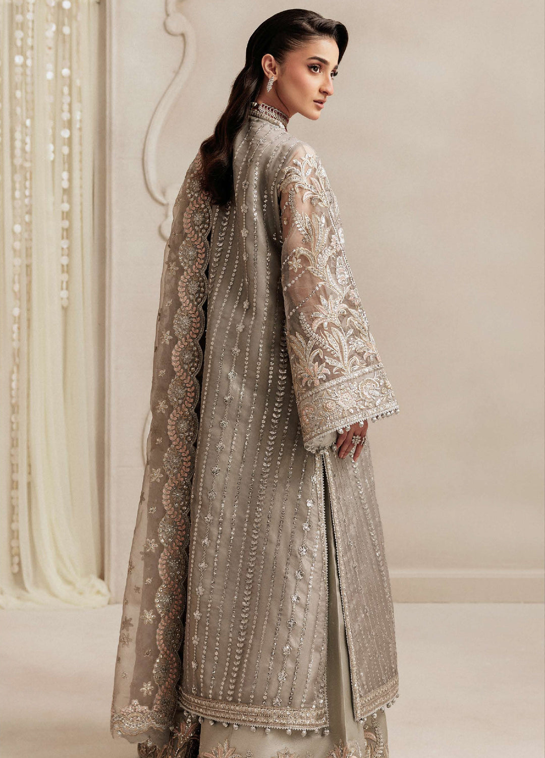 Aik Shaam by AIK Atelier Unstitched Organza Embroidered 3 Piece Suit AIK26US D-02 - Wedding Collection