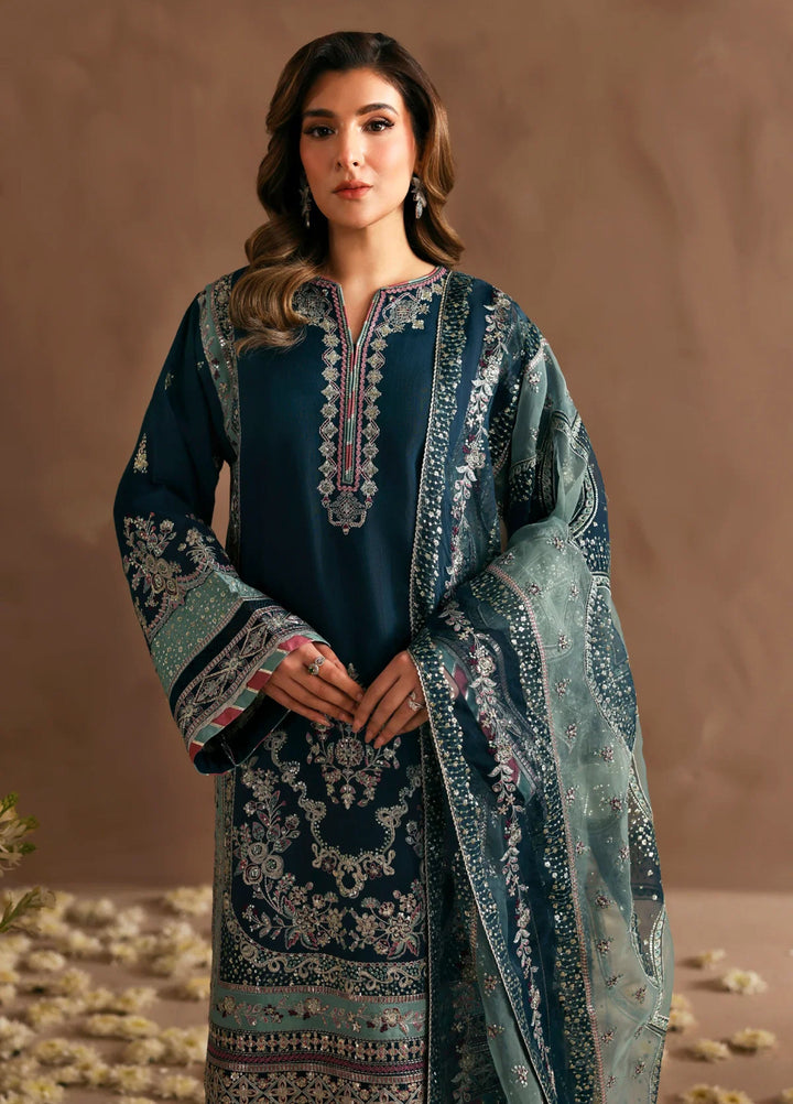 Xenia Formals Unstitched Embroidered Koraen Silk 3 Piece Suit XF26UF 09-ABAN - Festive Collection