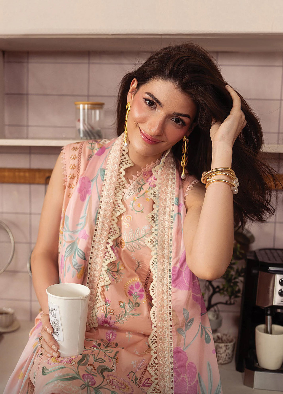 Brewed by Ayzel Unstitched Embroidered Lawn 3 Piece Suit AAF26UBL Caffeine ZWU-0148-3PO - Festive Collection