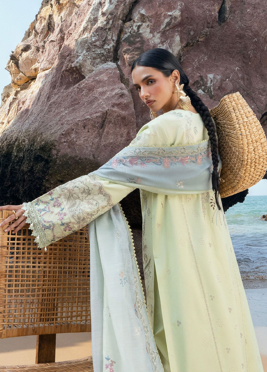 Florent Unstitched Embroidered Luxury Lawn 3 Piece Suit FL26UL FL-3B - Festive Collection