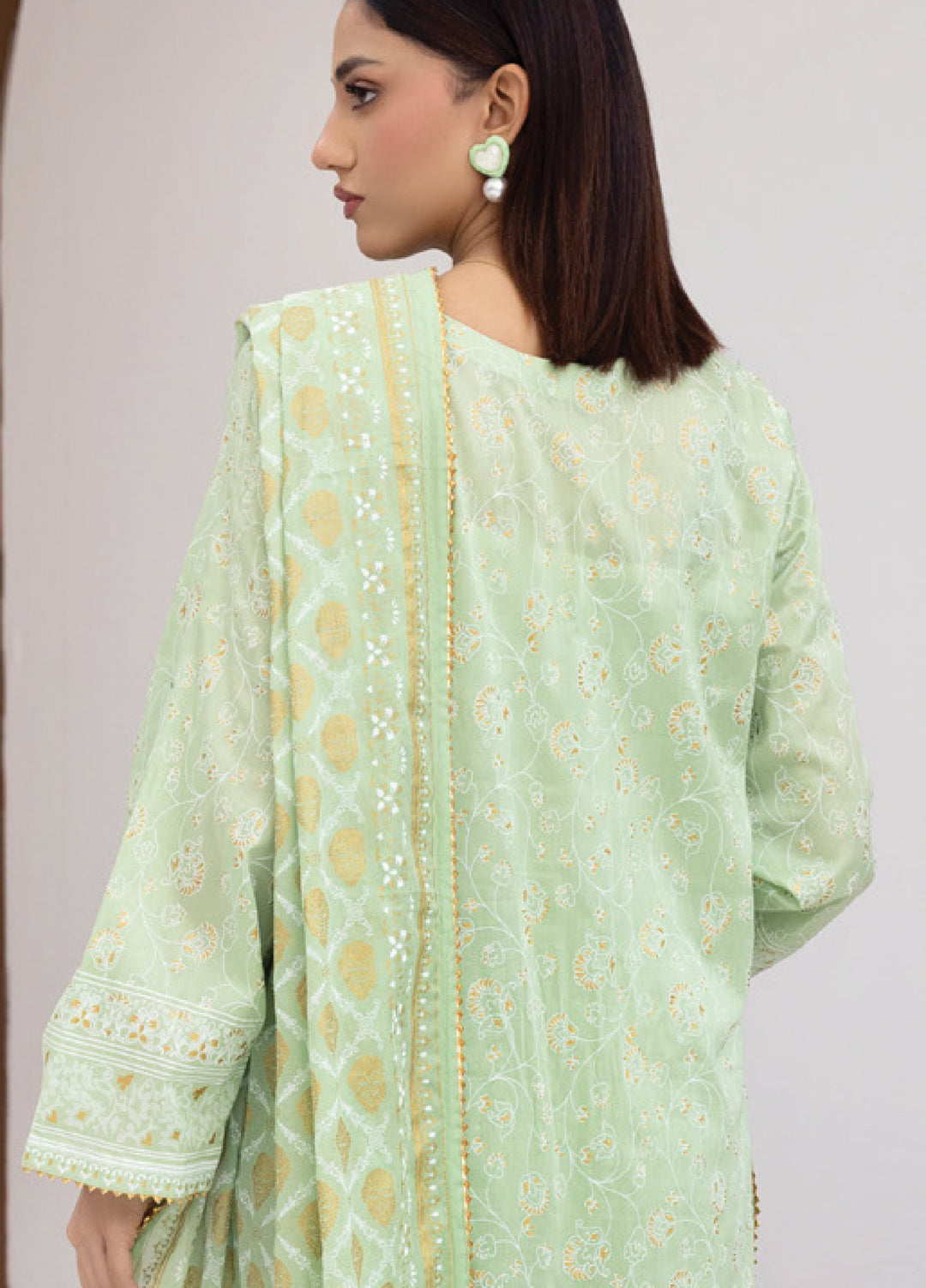 Regalia Textiles Premium Printed Gold Paste Unstitched Lawn 3 Piece Suit RG26UPG D-8 - Summer Collection