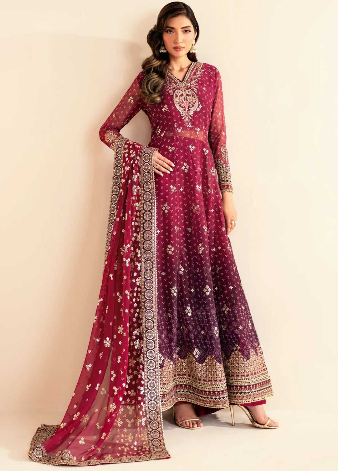 Xenia Formal Luxury Unstitched Embroidered Chiffon Suits 3 Piece XE25FL XF-993 Nyami - Formals Collection