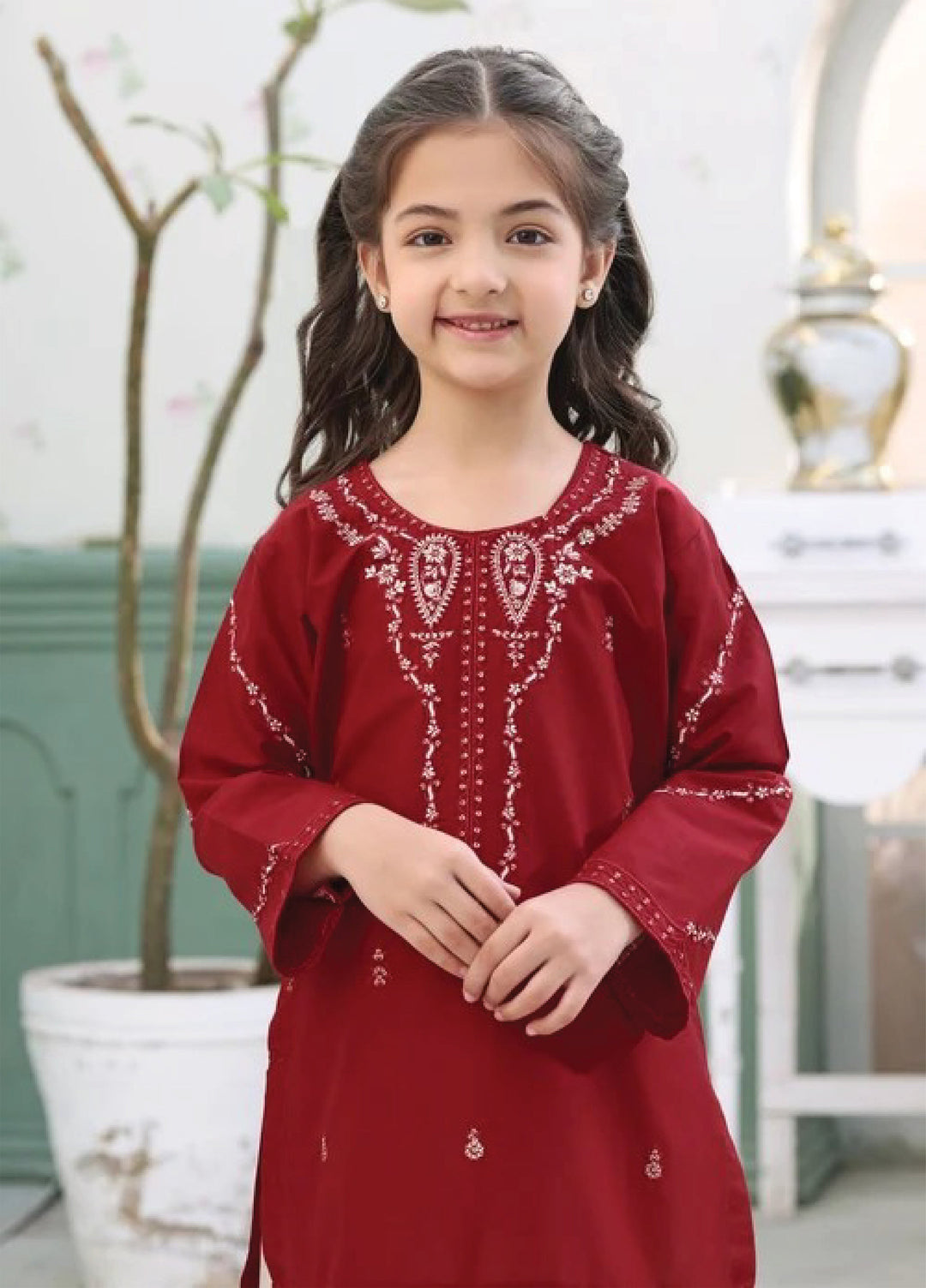 Fresh Birds Kids RTW Embroidered Lawn 2 Piece Suit Lal Pari-FB-07 - Casual Collection