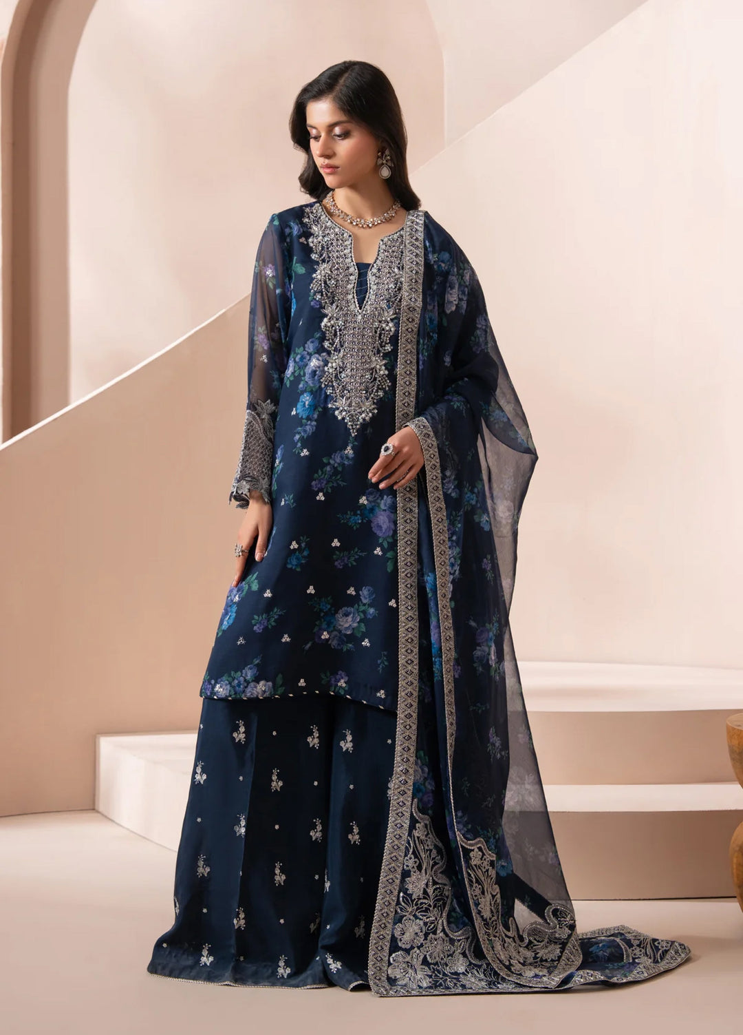 Xenia Formals Unstitched Embroidered Chiffon 3 Piece Suit XF26UF D-05 Omaira - Festive Collection