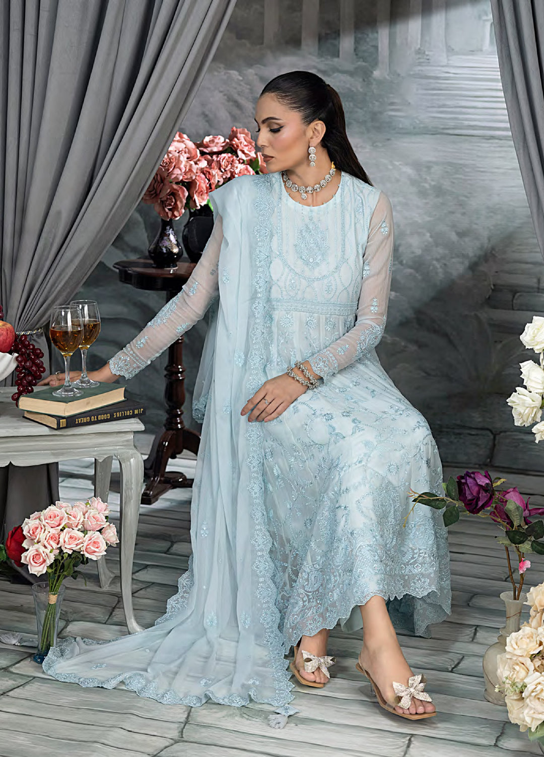 Elegance by Lakhany Unstitched Embroidered Chiffon Suits 4 Piece LSM25EC LG-IZ-0413 - Festive Collection