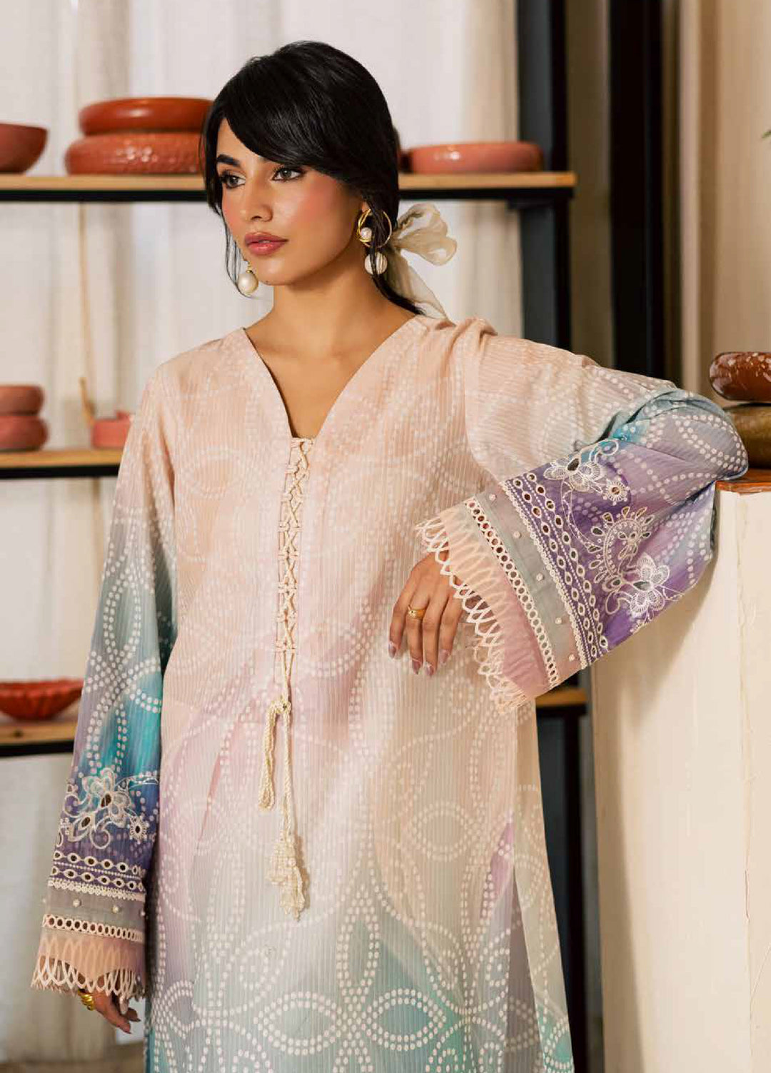 Ballerina by Nureh Unstitched Printed Chikankari Lawn 2 Piece Suit NU26UBL NU2-200 - Summer Collection