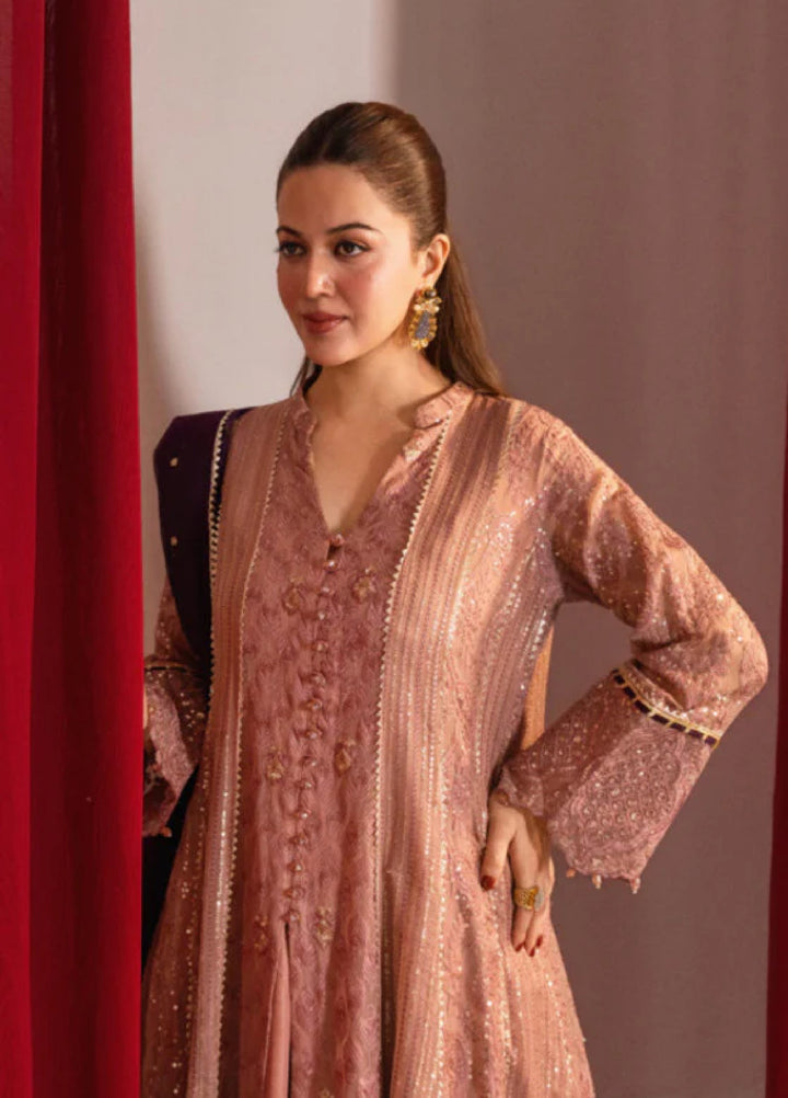 Zaaviay Rosy Mauve Chiffon Suits Pret 3 Piece Festive Collection