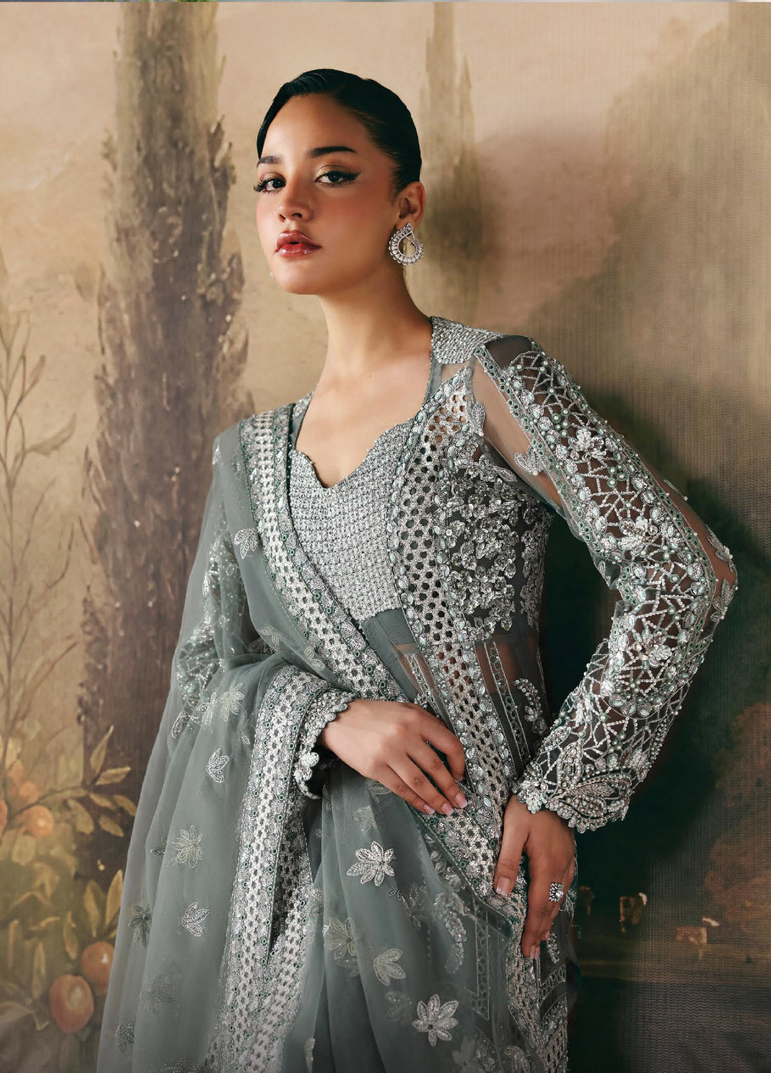 La Fuchsia by Afrozeh Unstitched Hand work Organza 3 Piece Suit AF26ULF Crescent FWU-0079 - Festive Collection
