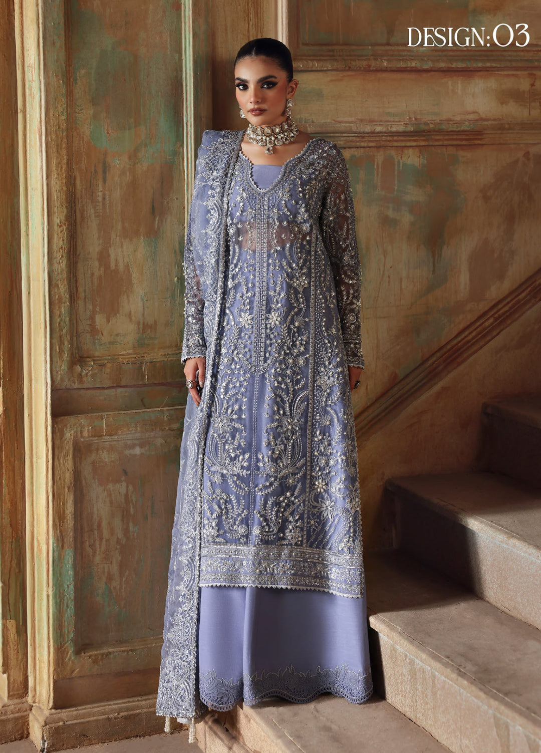Zyra Unstitched Embroidered Organza 3 Piece Suit ZY26UW D-3 Muse - Wedding Collection
