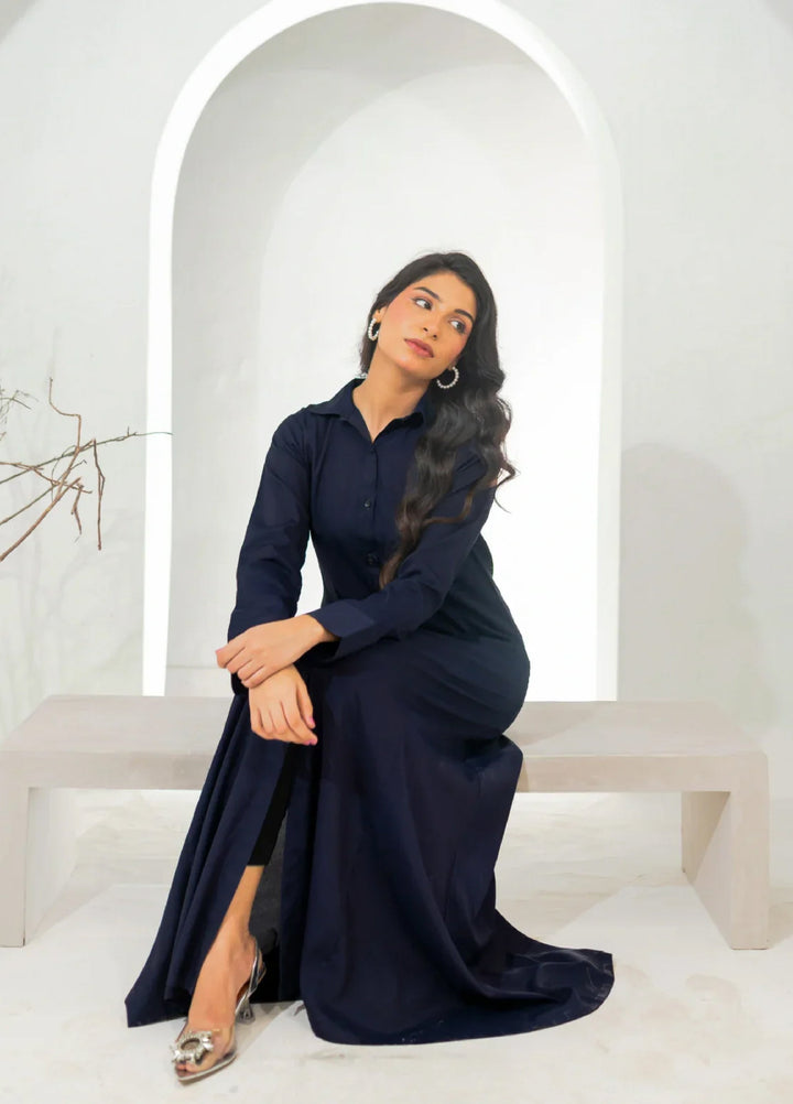 Zauk Pret Casual Wear Crepe 1 Piece French Navy - Casual Collection Maxi Dress