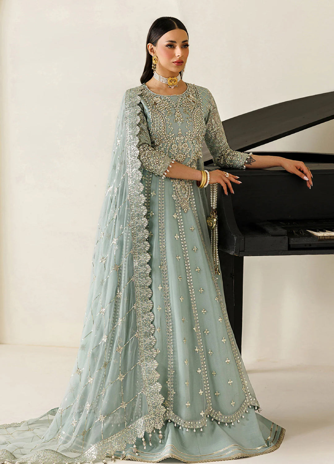Aymal by Alizeh Fashion Handcrafted Unstitched Embroidered Chiffon 3 Pcs Suit AF26UAC 02-SINOOR - Festive Collection