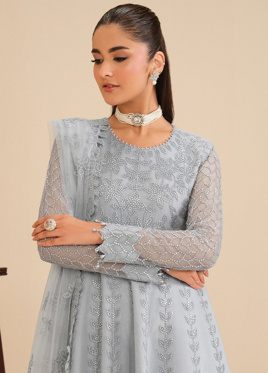 Alizeh Fashion Unstitched Embroidered Net 3 Piece Suit AF26UNF SHAMA AF-NT-2259 - Festive Collection