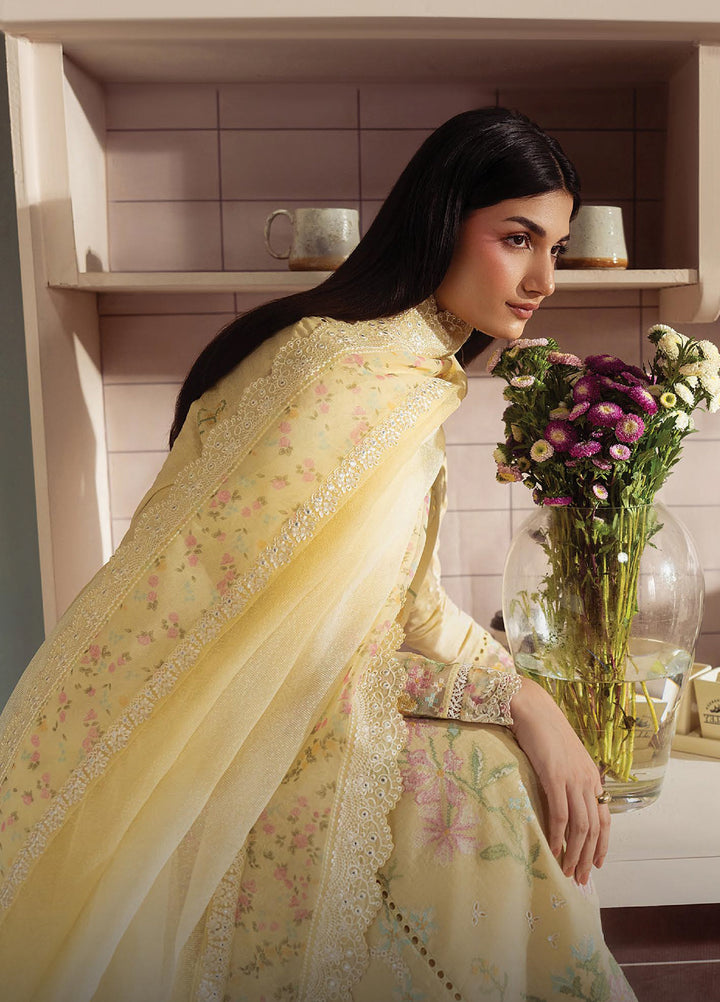 Brewed by Ayzel Unstitched Embroidered Paper Cotton 3 Piece Suit AAF26UBL Crema ZWU-0147-3PO - Festive Collection