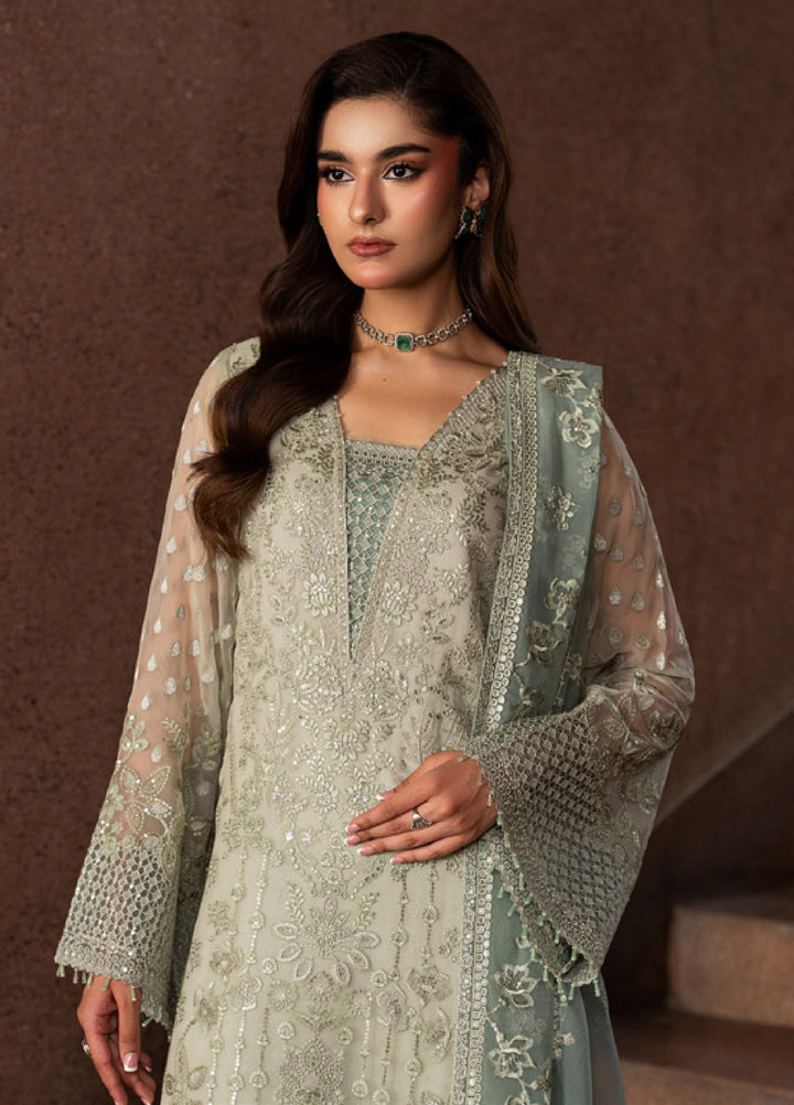 Lazawal by Lavish Premium Unstitched Embroidered Chiffon 3 Piece Suit LVP26UCL Pistachio Pearl - Festive Collection