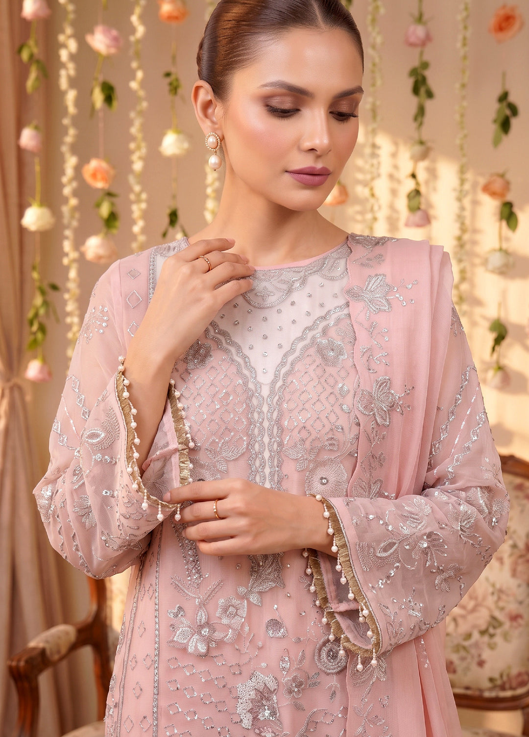 Anaya Noor by Zebtan Unstitched Embroidered Chiffon 3 Piece Suit ZB26UAC AN 08 - Festive Collection