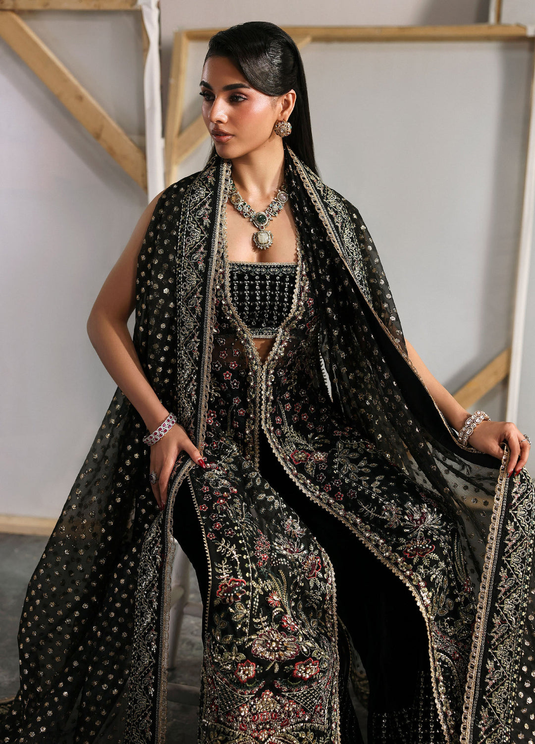 Seraphine by Zarposh Unstitched Embroidered Organza 3 Piece Suit Sorrel - Wedding Collection