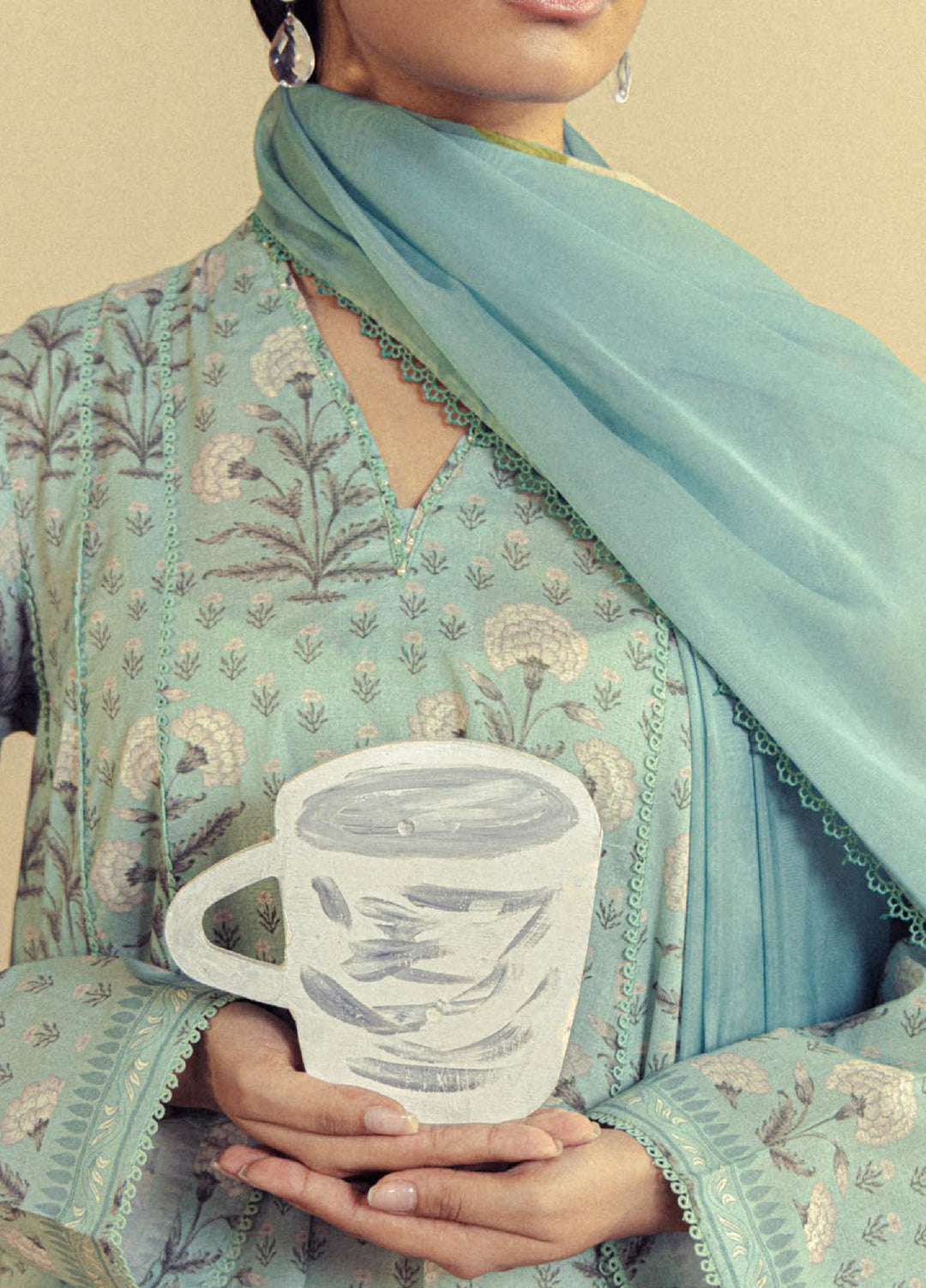 Coco by Zara Shahjahan Unstitched Printed Lawn 3 Piece Suit CZS26UPL ANTHEA-9B - Summer Collection