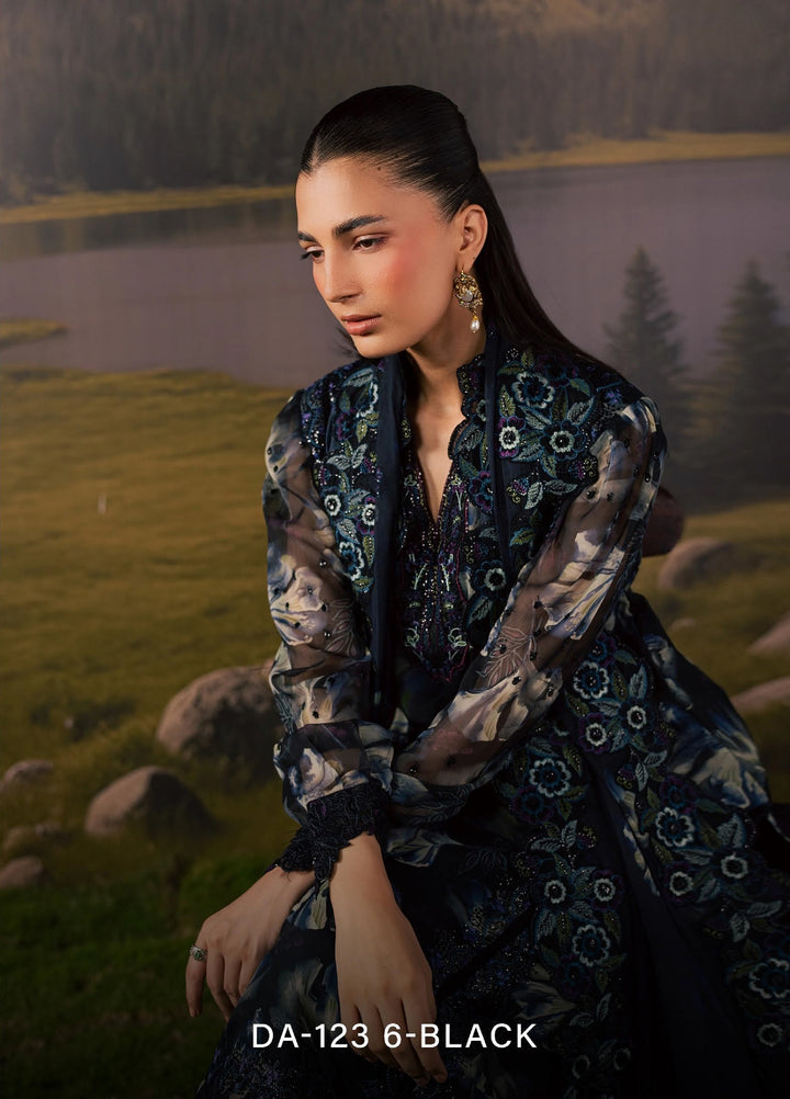 Divani by Daria Unstitched Embroidered Chiffon 4 Piece Suit DN26UD DA-123 6-BLACK - Festive Collection