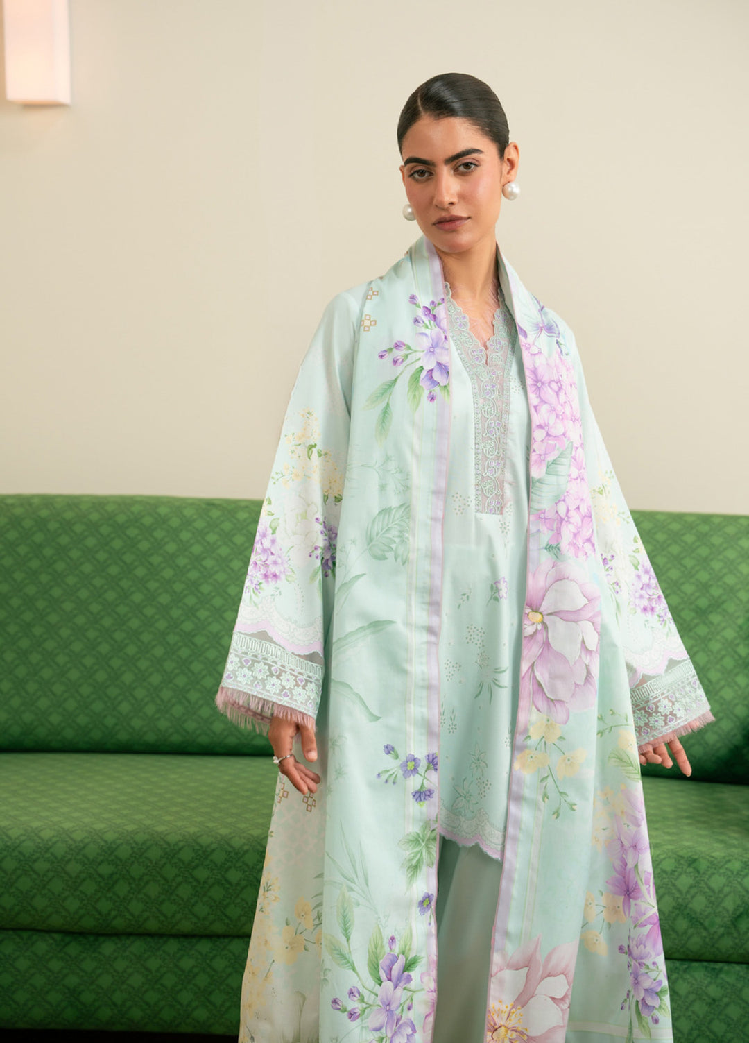 Seran Essentials Unstitched Embroidered Lawn 3 Piece Suit SN26UEL VIANNE D-10 - Lawn Collection
