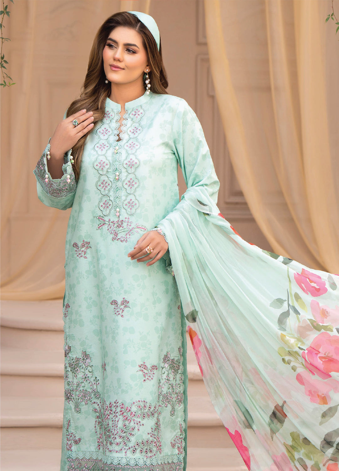 Summer Breeze by Humdum Unstitched Embroidered Lawn 3 Piece Suit HB26USB D-07 - Summer Collection