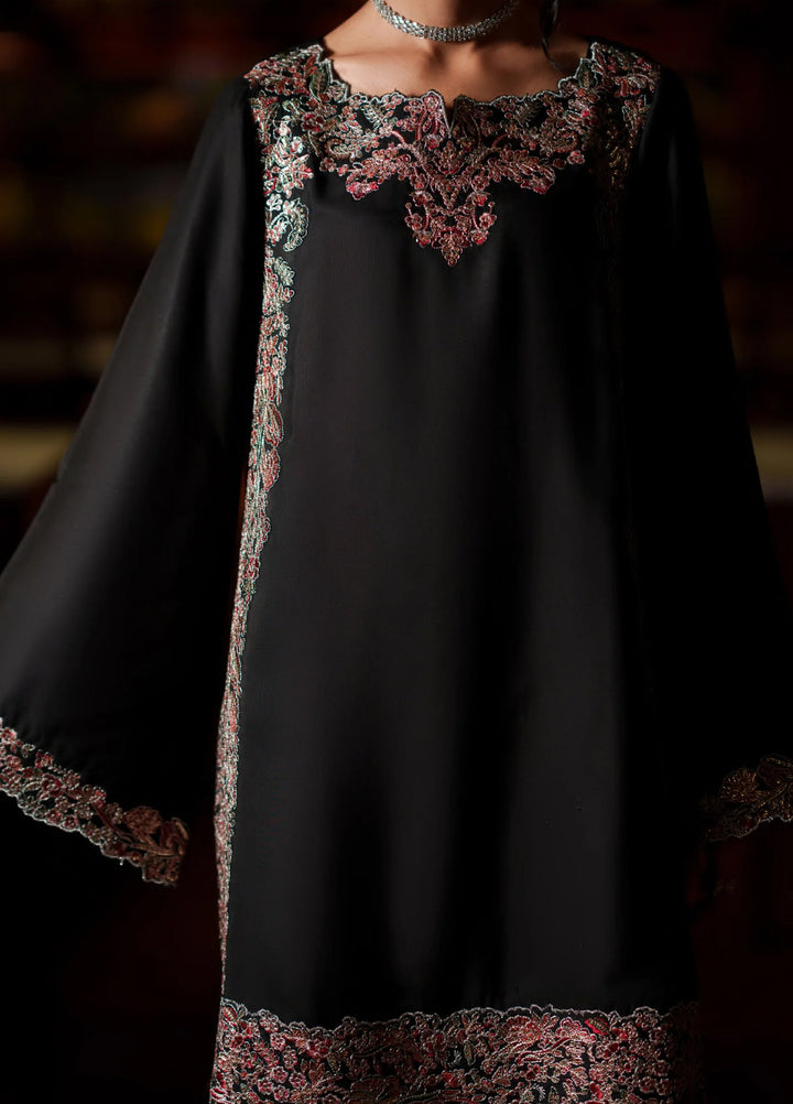 Eala by Casuallite RTW Embroidered Silk Viscose 3 Piece Suit CL26PSEA 05 OBSIDIAN GRACE - Festive Collection