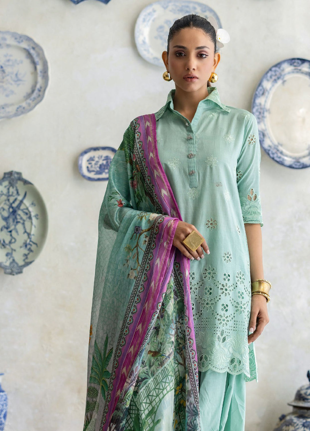 Freesia by Gul Ahmed Unstitched Embroidered Lawn 3 Piece Suit GA26UFL S-62013 - Summer Collection