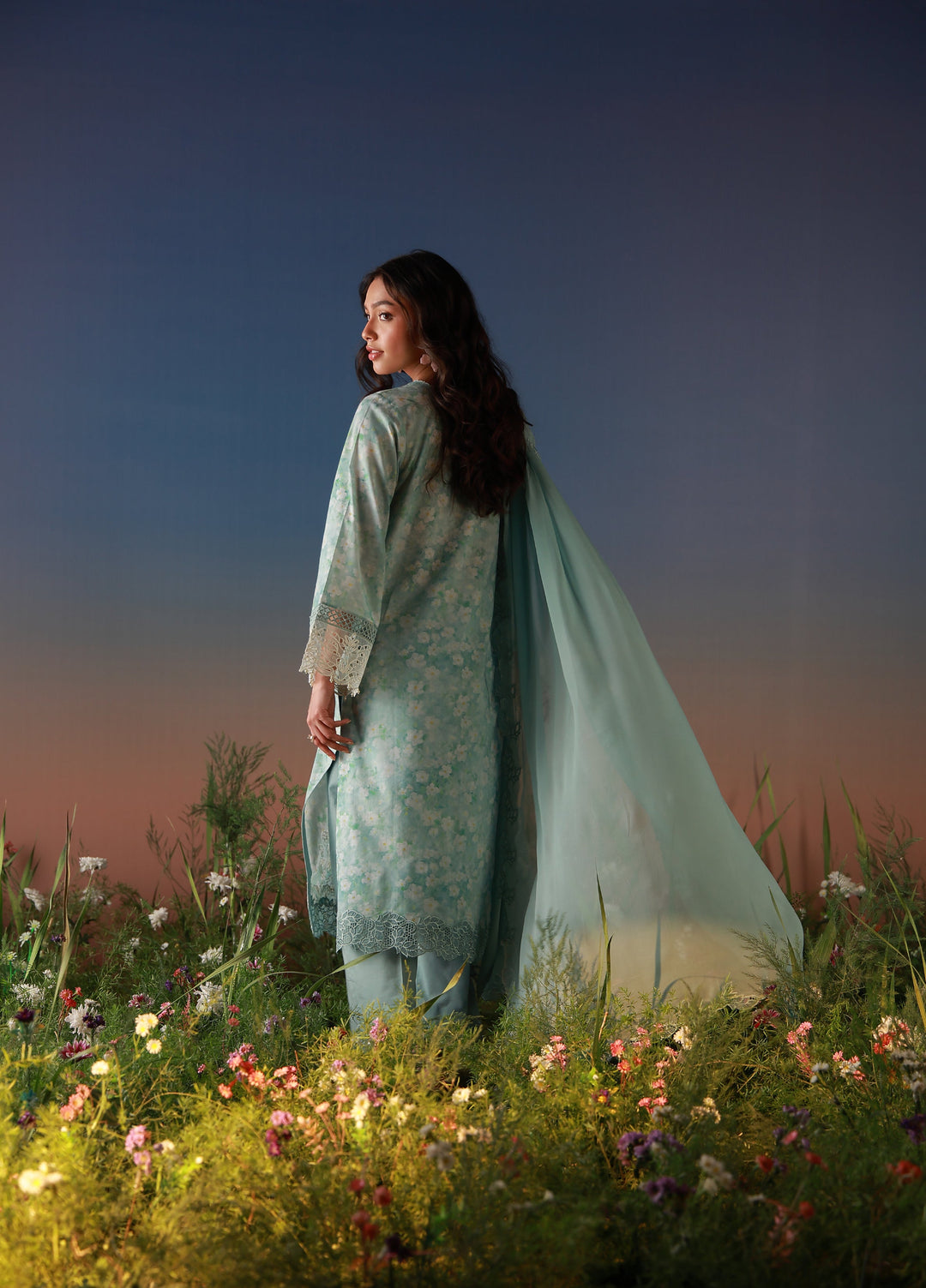 Mirha by Sahar Unstitched Embroidered Lawn 3 Piece Suit SS1-26-41 Pale Azure - Summer Collection