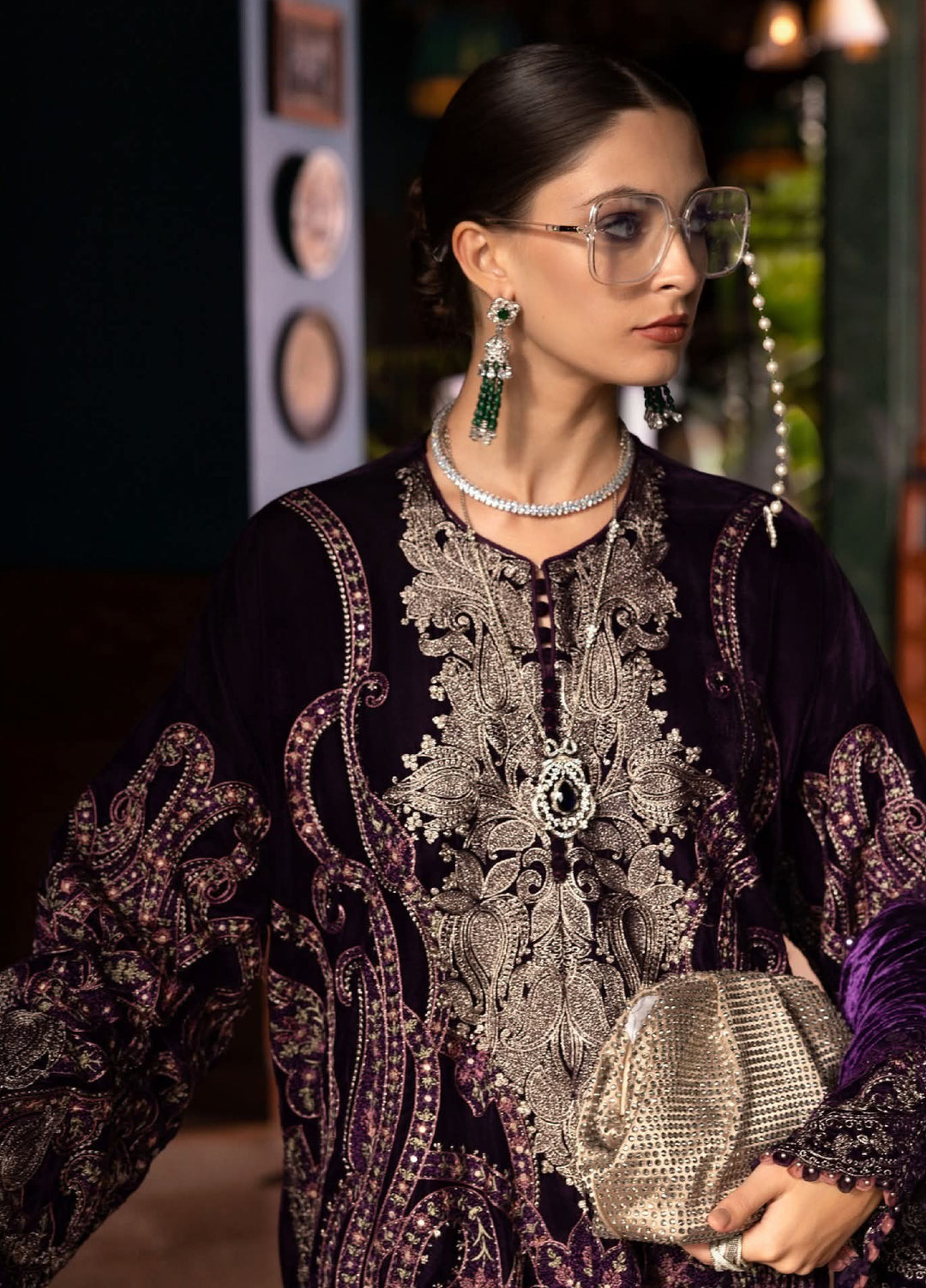 Luxe by Maria B Unstitched Embroidered Velvet 3 Piece MB25LW D11 - Winter Collection